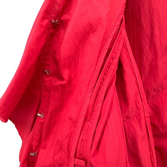Etcetera Belted Ruffle Jacket Womens Coral Red Pink Trench Coat Size 4 - Picture 15 of 16